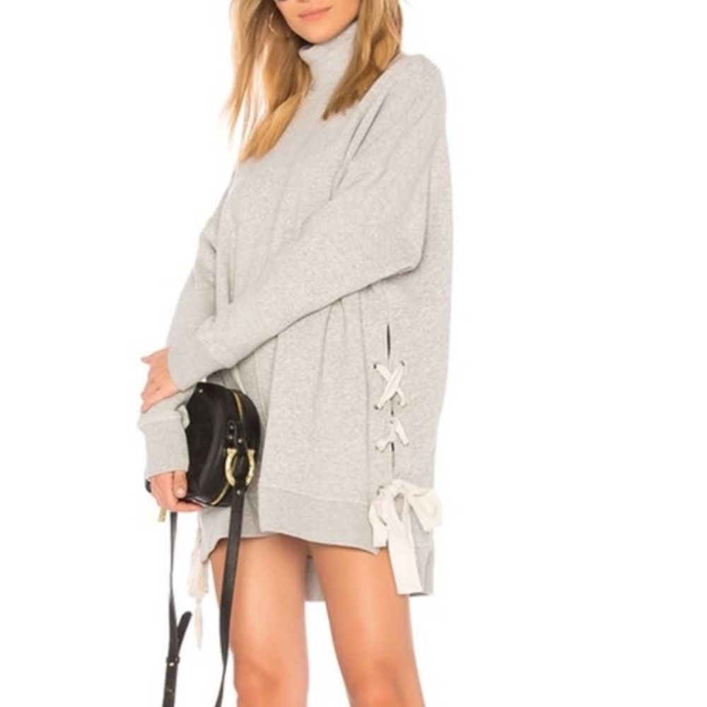 Free People Gray So Plush Oversized Mock Sweatshirt Mini Dress